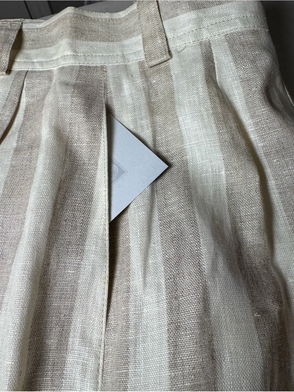 Vintage Harve Benard Designer Striped Pleated Linen High Rise Shorts Classic 10